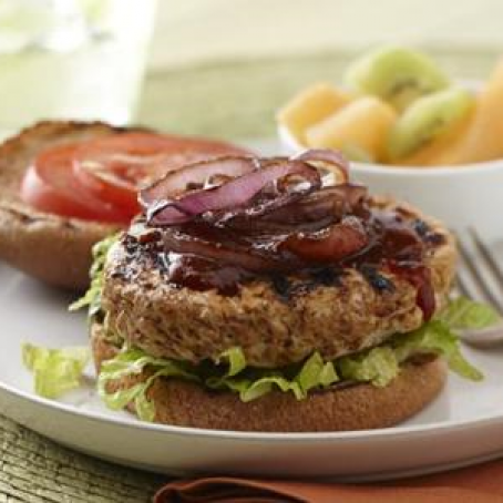 Kick'N Spicy Grilled Turkey Burgers with Caramelized Onions