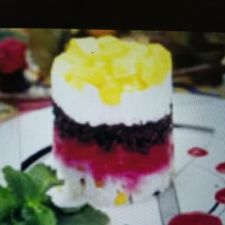 Purple Thai Napoleon with Fresh Raspberries & Mango