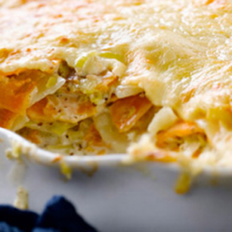 Two Potato, Three Cheese Gratin