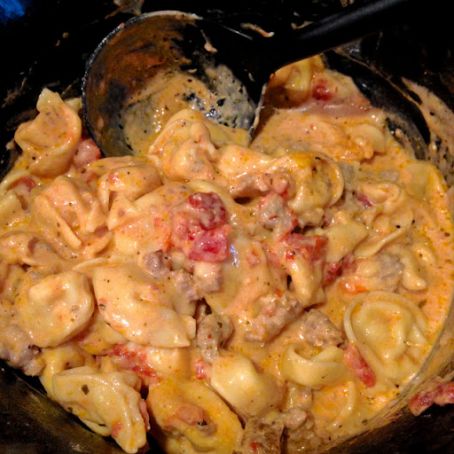 Crock Pot Cheese & Sausage Tortellini