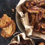 Grilled Chicken Wings and Livers with Balsamic-Mustard Glaze