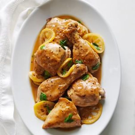 Braised Chicken in Lemon-Basil Sauce