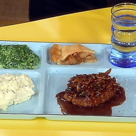 Salisbury Steak with Wild Mushroom Gravy, Smashed Potatoes with garlic and Herb Cheese and Chives, Creamed Spinach