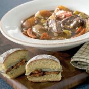 Beef Stew With Barley and Mushroom Cheese Rolls