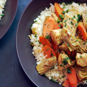 Moroccan Chicken Stew with Artichoke Hearts and Carrots
