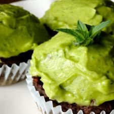 Chocolate Cupcakes with Avocado-Mint Icing