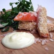 Seared sesame salmon rolls