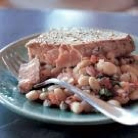 Seared Ahi Tuna with Warm White Bean Salad