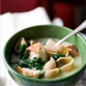 RICH GARLIC SOUP w/SPINACH & PASTA