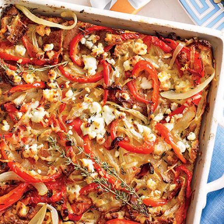 Bell Pepper and Goat Cheese Strata