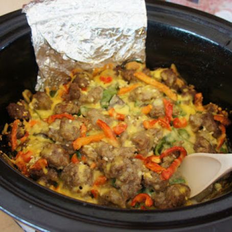 Breakfast Casserole With Spinach, Mushrooms And Peppers (Slow Cooker)