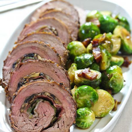 Stuffed Flank Steak with Prosciutto and Wild Mushrooms