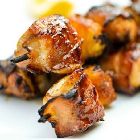 Bacon-Wrapped Chicken Skewers with Pineapple and Teriyaki Sauce