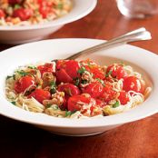 Angel Hair Pasta with Sauteed Cherry Tomatoes, Lemon, and Tuna