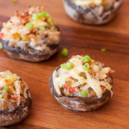 Crab Stuffed Mushrooms with Garlic and Gouda