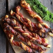 Sweet and Savory Cheesy Bacon Wrapped Puff Pastry Straws