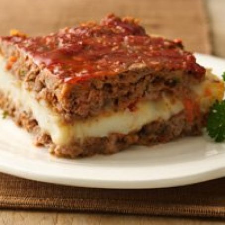 Mashed Potato-Stuffed Meat Loaf Squares