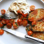 Tomatoes with Crisp Fried Eggplant and Burrata