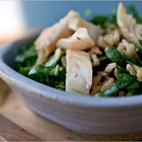 RICE BOWL w/SPINACH & SMOKED TROUT