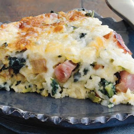 Spicy Ham and Greens Quiche