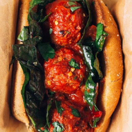 white bean + mushroom 'meatball' subs