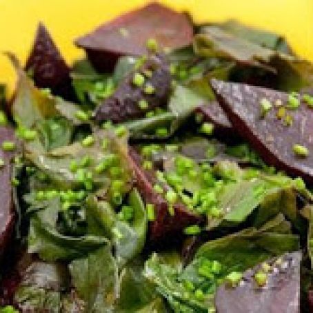 Salad of Roasted Beets, their Greens, and Chives