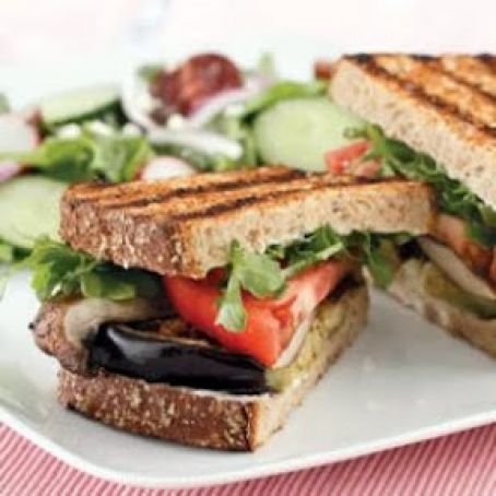 Grilled Eggplant and Portobello Panini