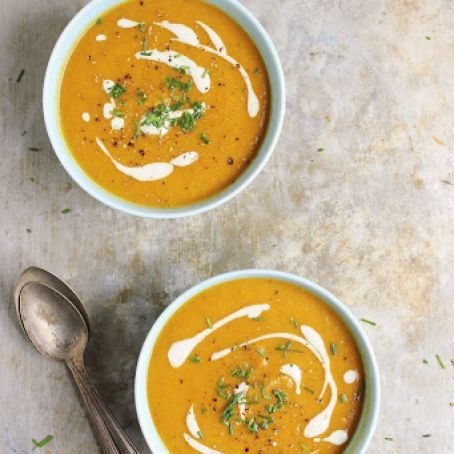 Roasted Golden Beet Soup with Roasted Garlic Cashew Cream