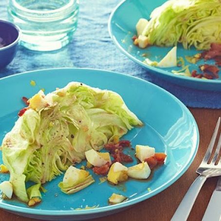Iceberg Wedge Salad with Warm Bacon Dressing