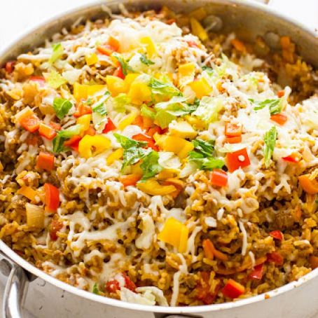 One Pot Spicy Taco Rice Skillet