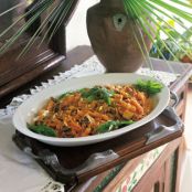 Fusilli with Eggplant, Pine Nuts, Currants, and Capers