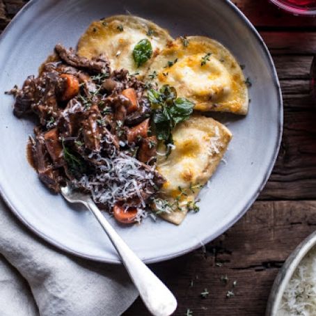 Crockpot Braised Red Wine Short Ribs with Perogies