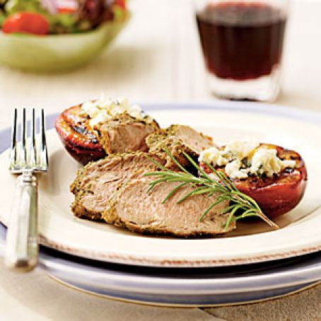 Peppered Pork Tenderloin with Blue Cheese Plums