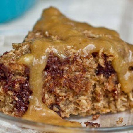 Vegan - Chocolate Chip Banana Oat Cake w/PB Banana Glaze
