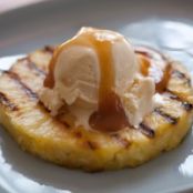 Grilled Pineapple with Vanilla Ice Cream And Rum Sauce
