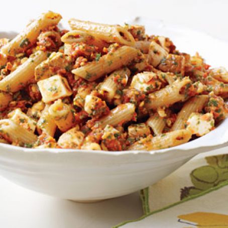 Penne with Tomato Pesto and Smoked Mozzarella