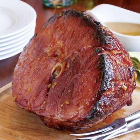 Baked Ham with Cherry-Pomegranate Glaze & Pan Sauce