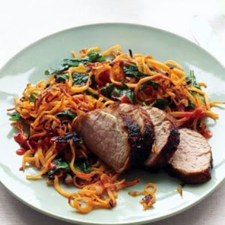 Chili-Glazed Pork With Sweet Potato Hash