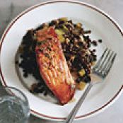 Salmon with Lentils and Mustard-Herb Butter (Saumon aux Lentilles)