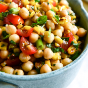 Summer Chickpea Salad with Honey Garlic Lime Vinaigrette
