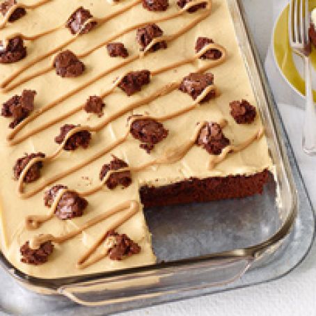 Peanut Butter Poke Cake Brownies