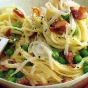 Angel Hair Pasta with Bacon and Peas