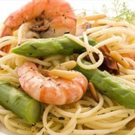 Lemon Shrimp with Asparagus and Angel Hair