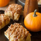 Cinnamon Caramel Pumpkin Cheesecake Shortbread Crumble Bars