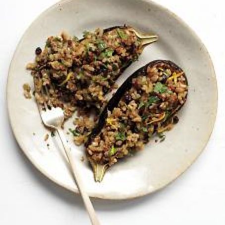 Eggplants Stuffed with Lamb, Rice, and Currants