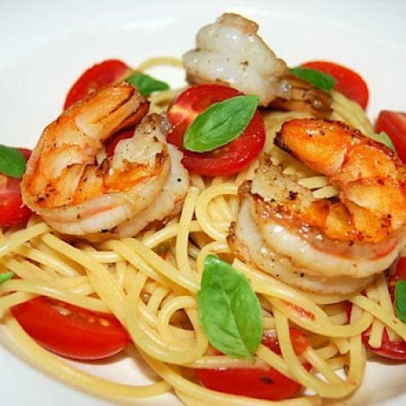 Grilled Shrimp with Pasta and Fresh Tomatoes