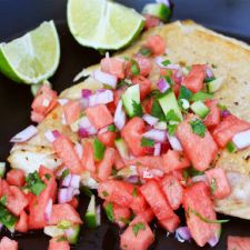 Grilled Halibut with Watermelon Salsa