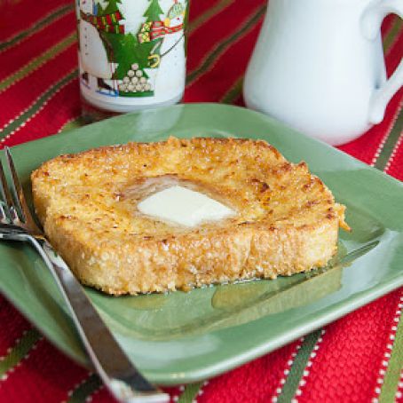 Crispy Orange Baked French Toast with Caramel Syrup