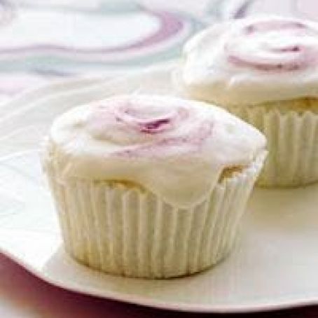 Angel Food Cupcakes with Raspberry Swirl