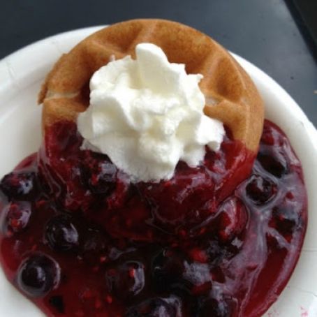 Belgian Waffles with Berry Compote and Whipped Cream - Epcot Food and Wine Festival